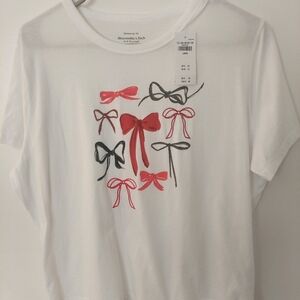 Abercrombie & Fitch Tee with Red and Black Bow Design